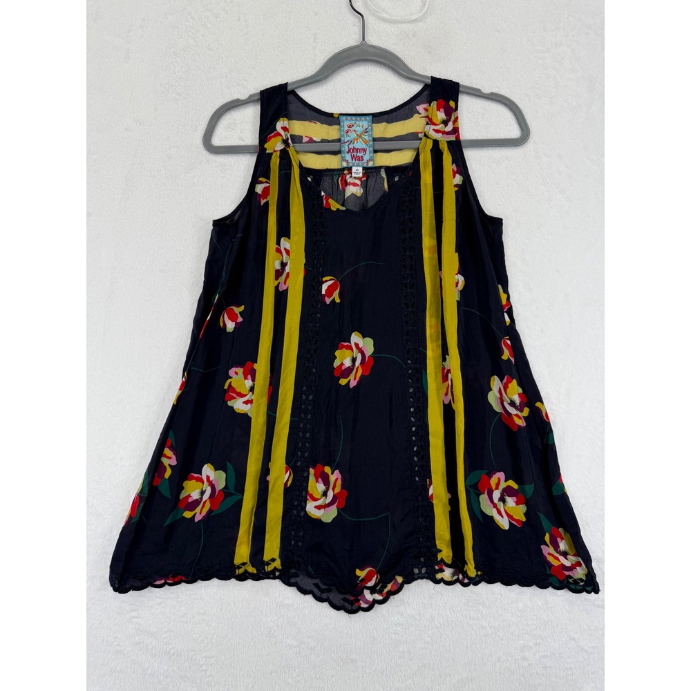 Johnny Was XS Tank Top Emily Floral Embroidered 100% cupra rayon MSRP‎ $205